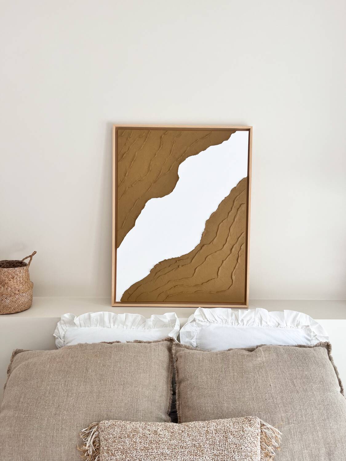 Camel brown and white relief painting