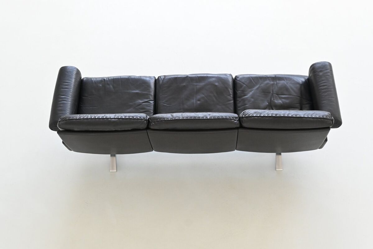 Canapé 3 places De Sede modèle DS-31 en cuir noir, Suisse 1970