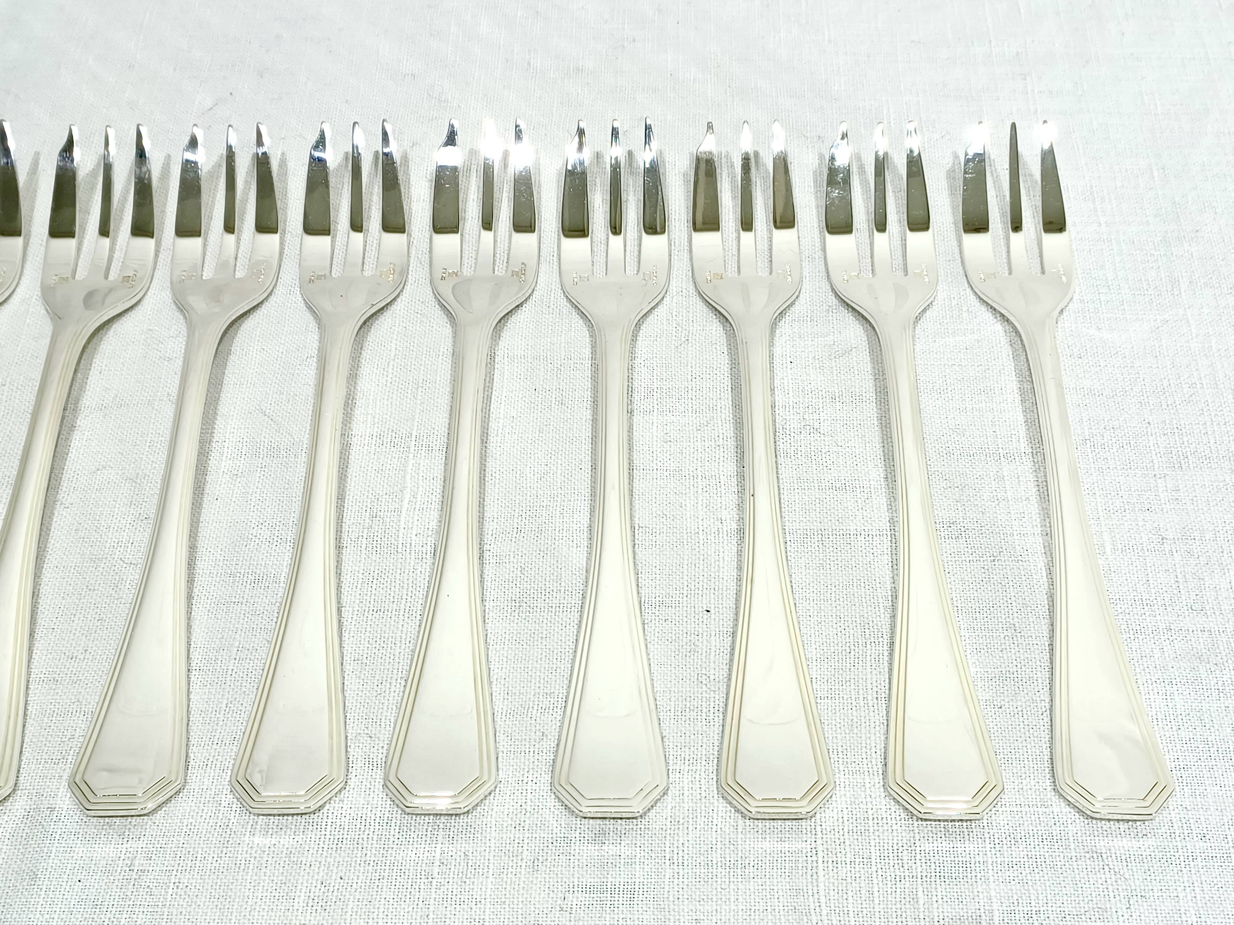 Christofle – 12 Silver Plated Cake Forks, America Model