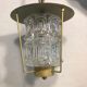 Old Lantern Golden Metal hanging Glass Molded Vintage 70years