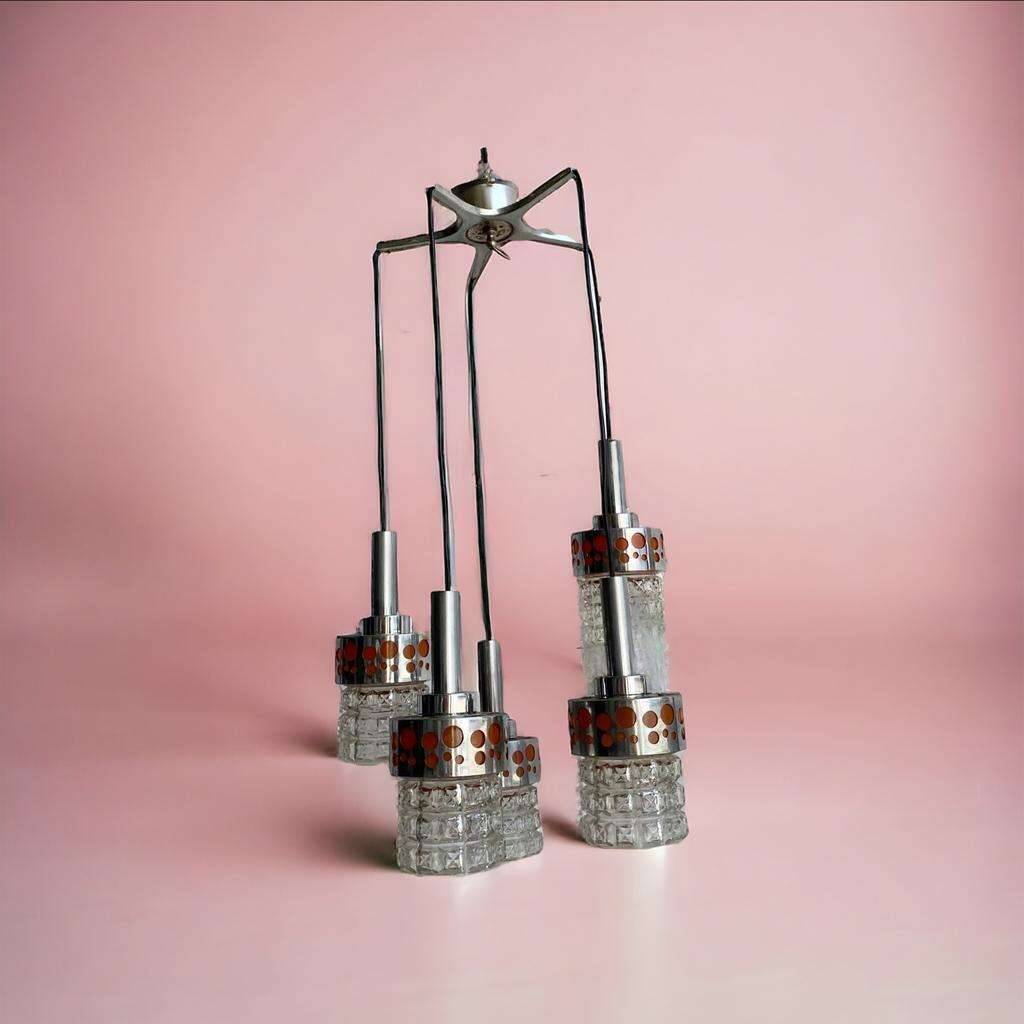 CASCADE LAMP / VINTAGE SOLID CHROME CHANDELIER