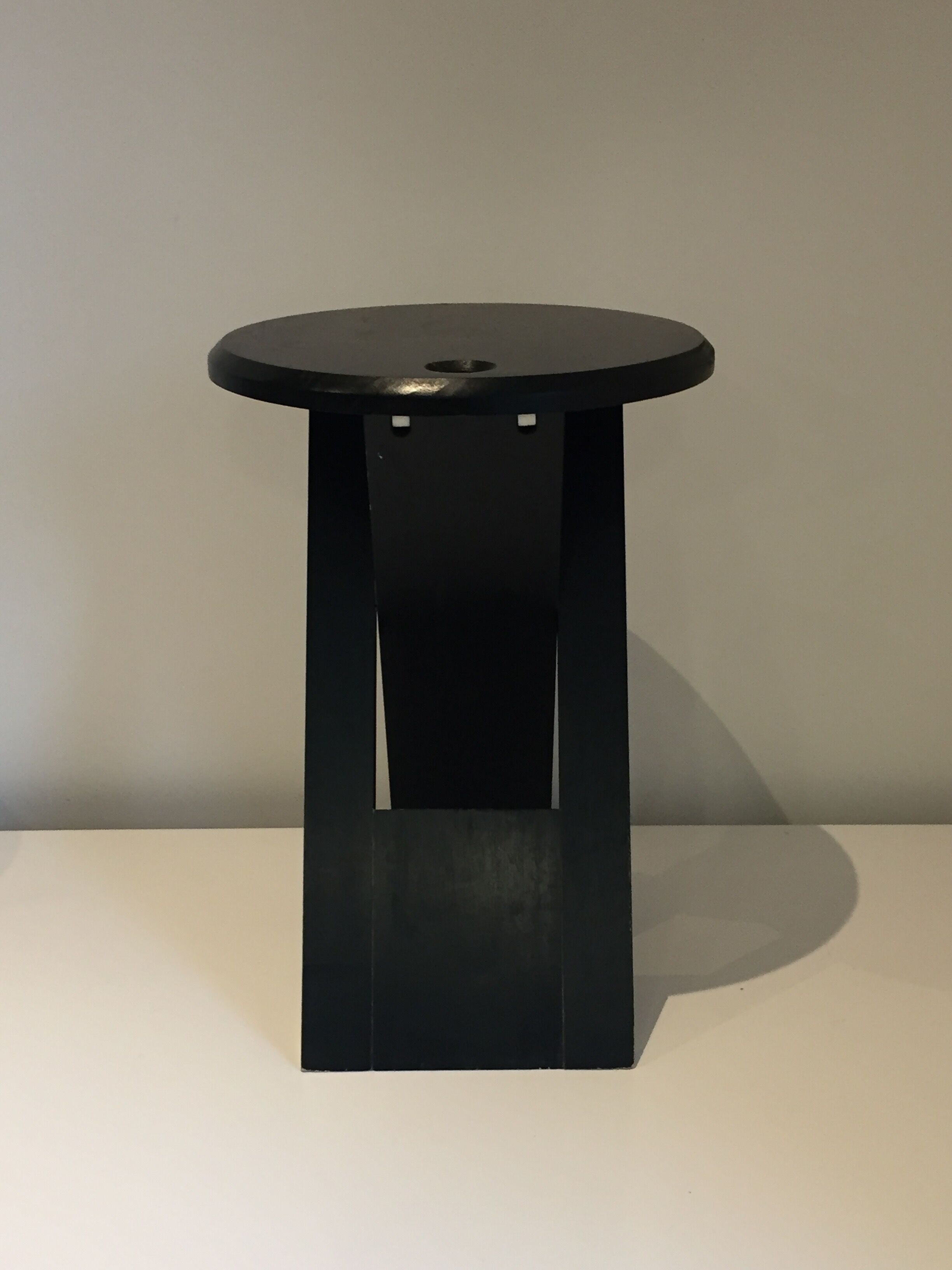 Suzy stool Adrian Reed black folding stool, 1980s design