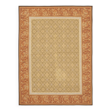 Handmade European Vintage Aubusson Kilim 262 cm x 363 cm