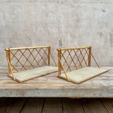 Pair of vintage rattan shelves