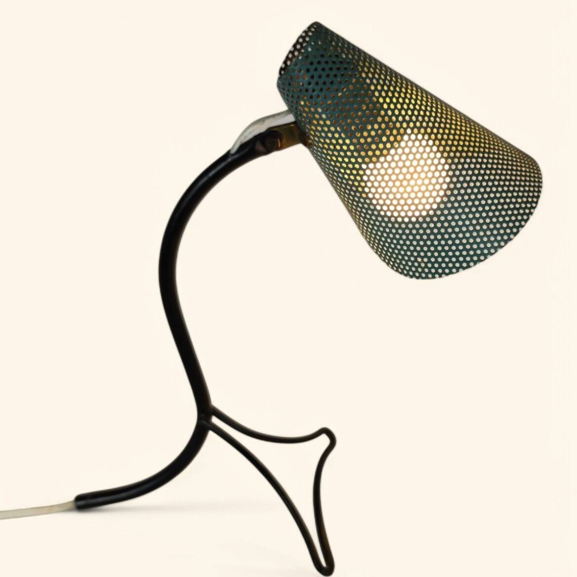 Lampe "Cocotte" en Rigitule Vert dans le style de Mathieu Matégot, 1950s.