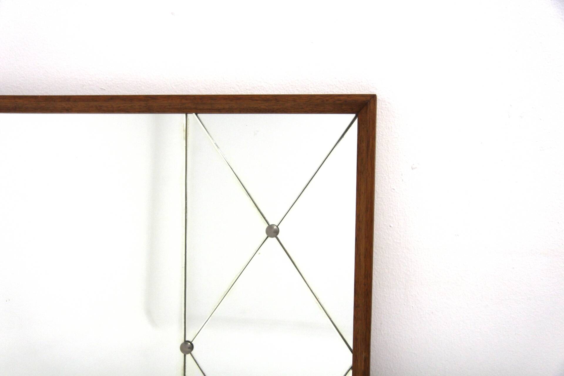 Scandinavian mirror in teak and metal, Sweden, 1960, 118x83cm