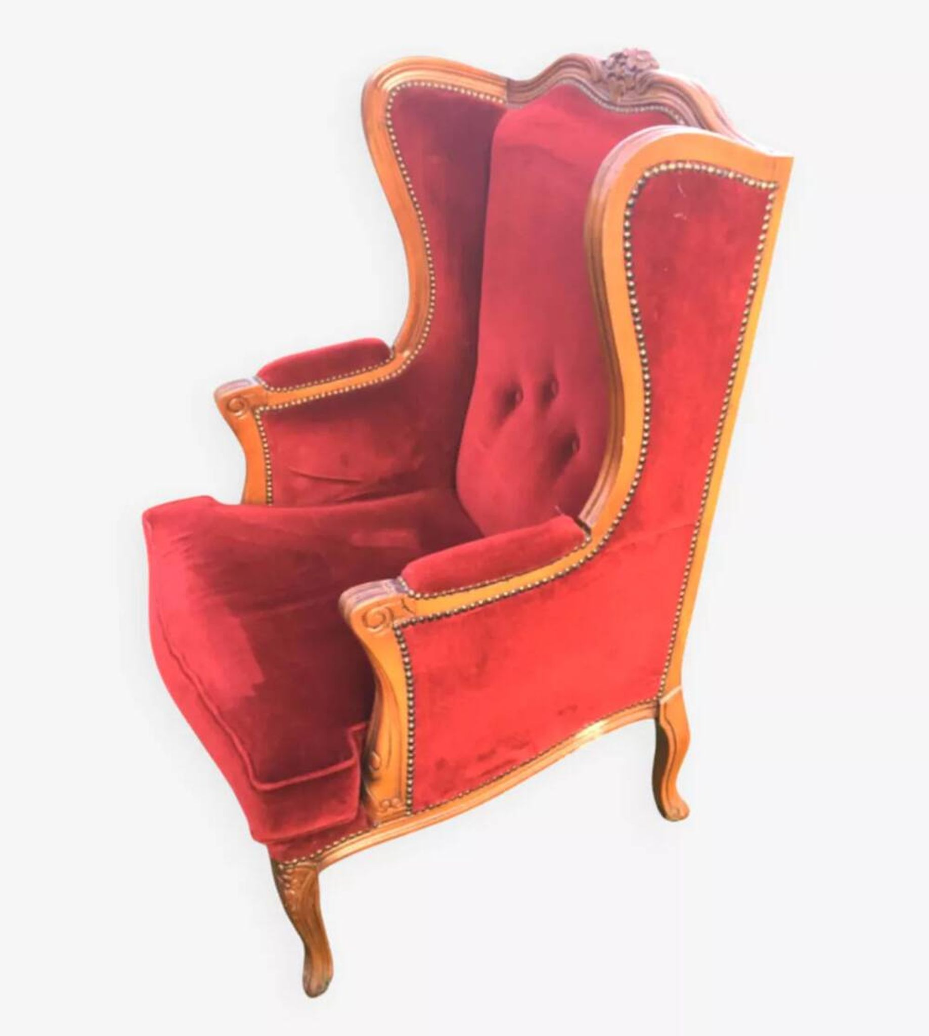 Louis XV style carved wooden winged bergère
