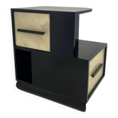 Italian Art Deco Parchment and Black Lacquer Cabinet, 1940s