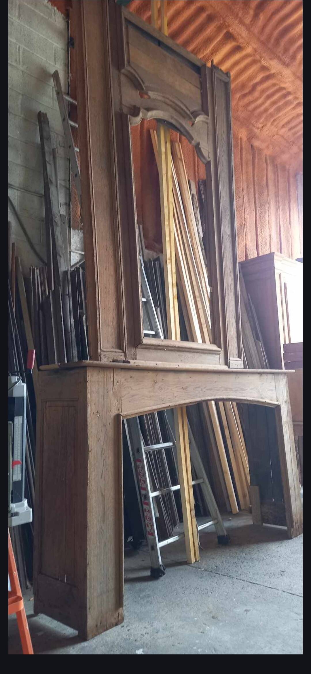 Cheminée et trumeau de château XVIIIe en chêne