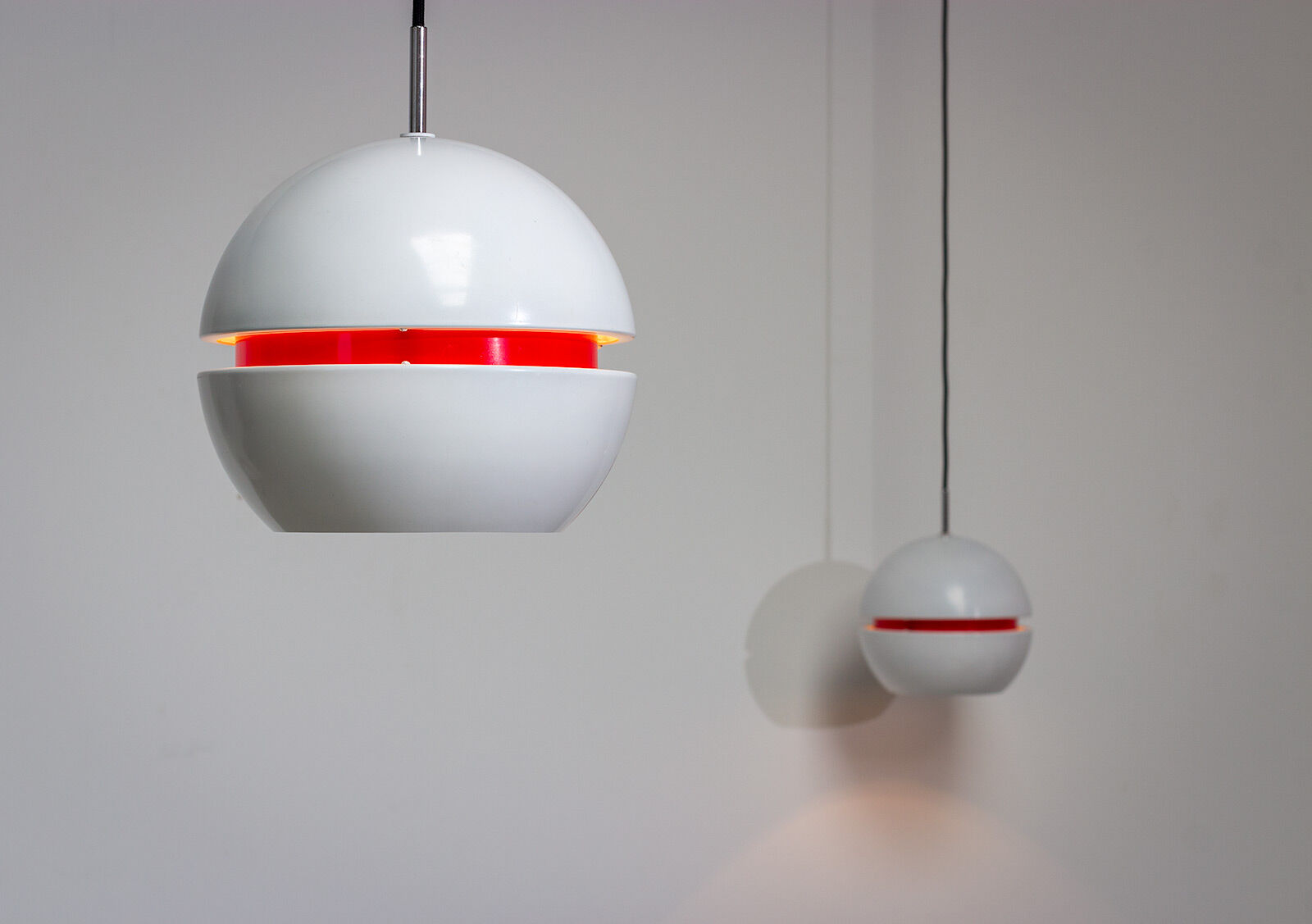 Pair of pendant lamps by Stilnovo Italy 1950