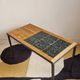Table basse vintage rotin carreaux 