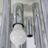 Murano glass and chrome metal chandelier. 1970s.
