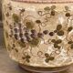 Large Italian Hand-Painted Ceramic Jardinière with Floral and Grape Motifs,
