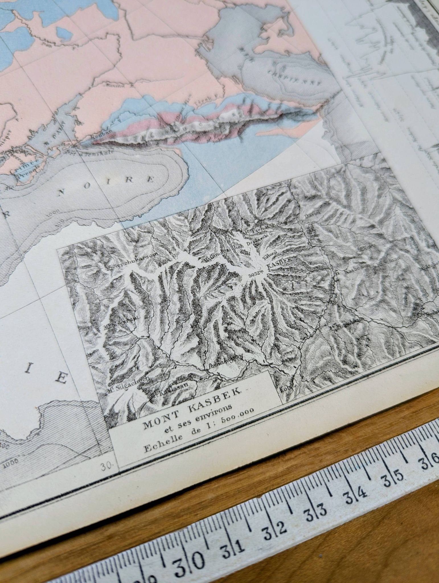 Europe and its reliefs, original map printed in 1879.