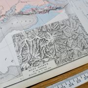 Europe and its reliefs, original map printed in 1879.