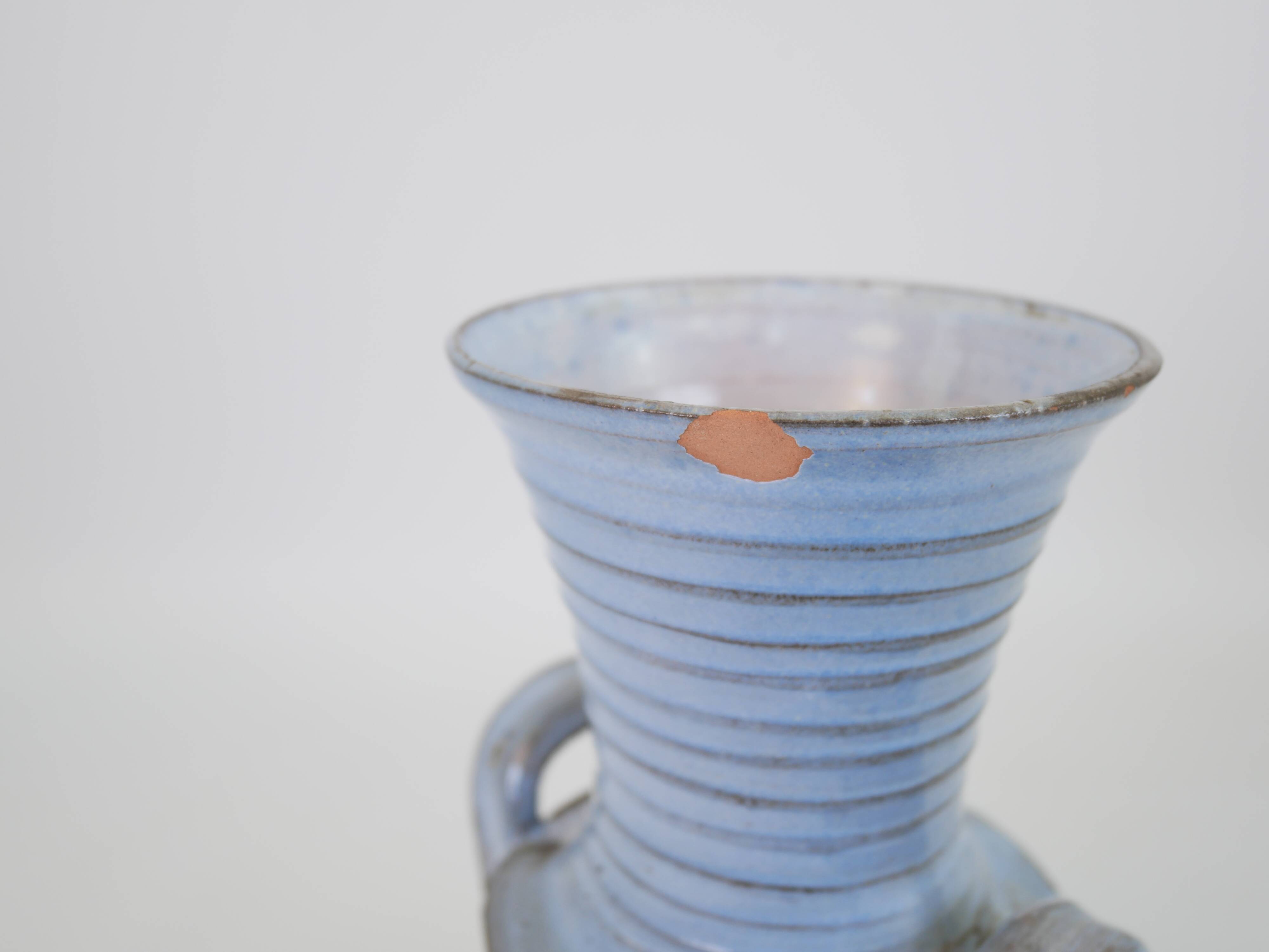 Sky blue glazed ceramic vase