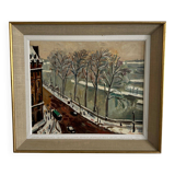 Oil on canvas boulevard scene in Paris 20th century in the style of Marquet