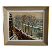 Huile sur toile scène de boulevard à Paris XXe dans le goût de Marquet
