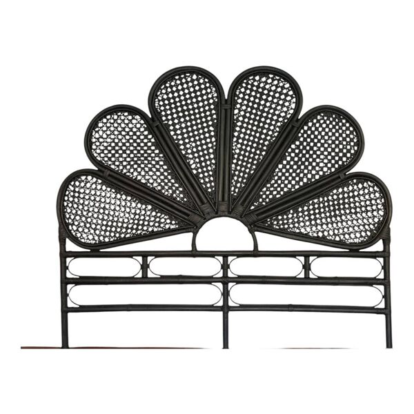 Tête de lit vintage en rotin noir 142cm