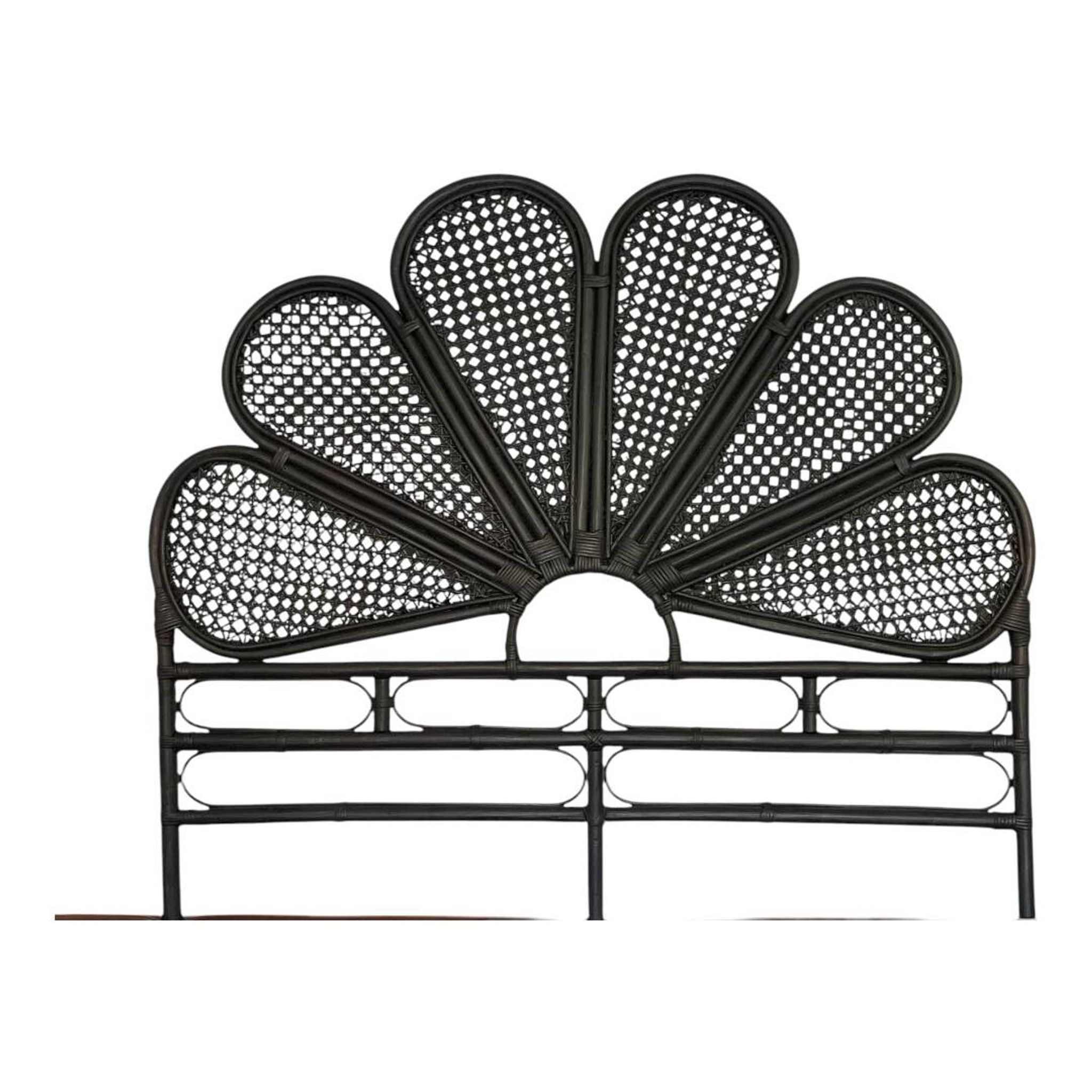 Tête de lit vintage en rotin noir 142cm