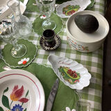 Vintage tablecloth Scottish style green white