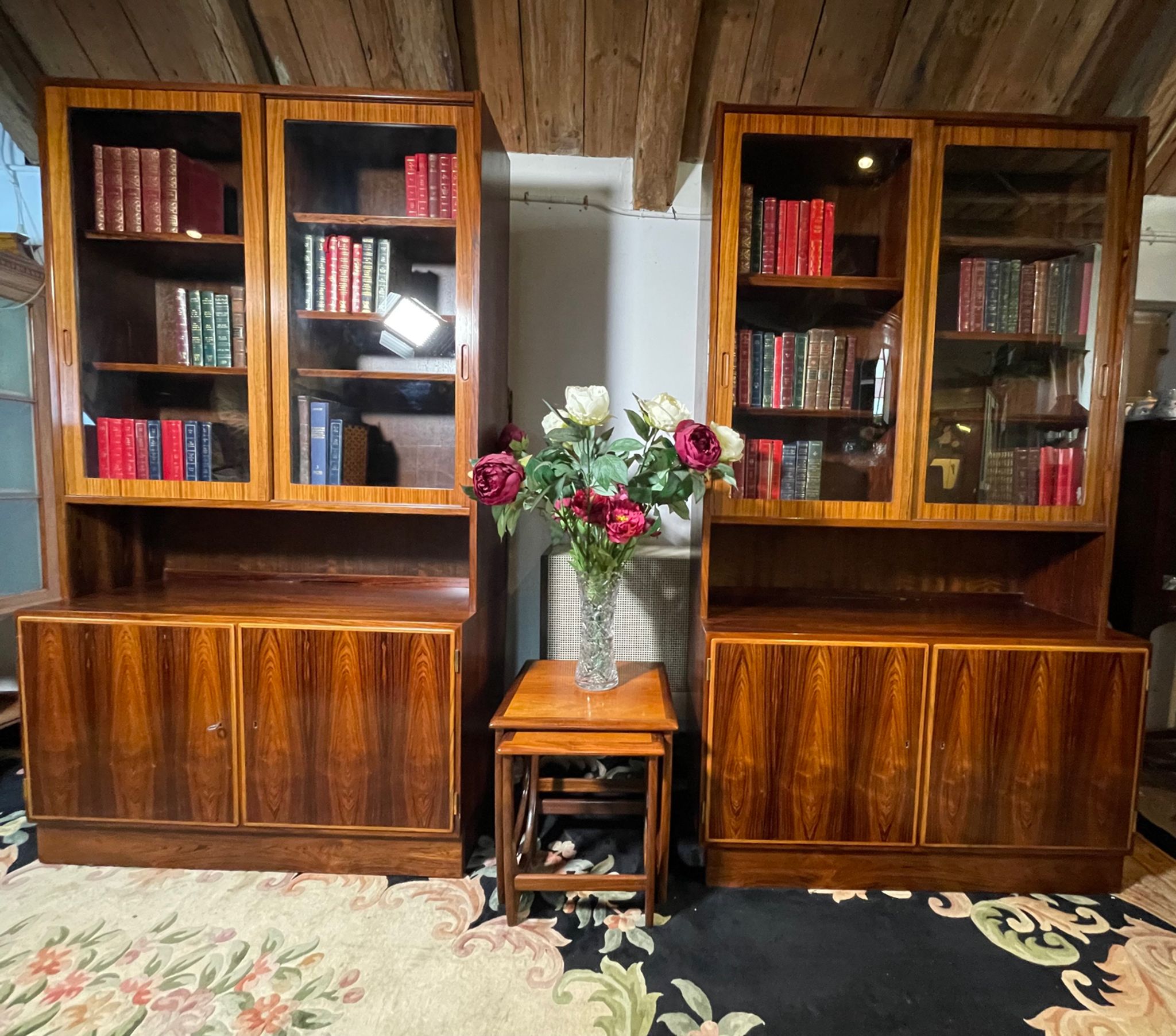 Mid century retro vintage wall unit bookcase danish design by poul hundevad rosewood 1950-1960