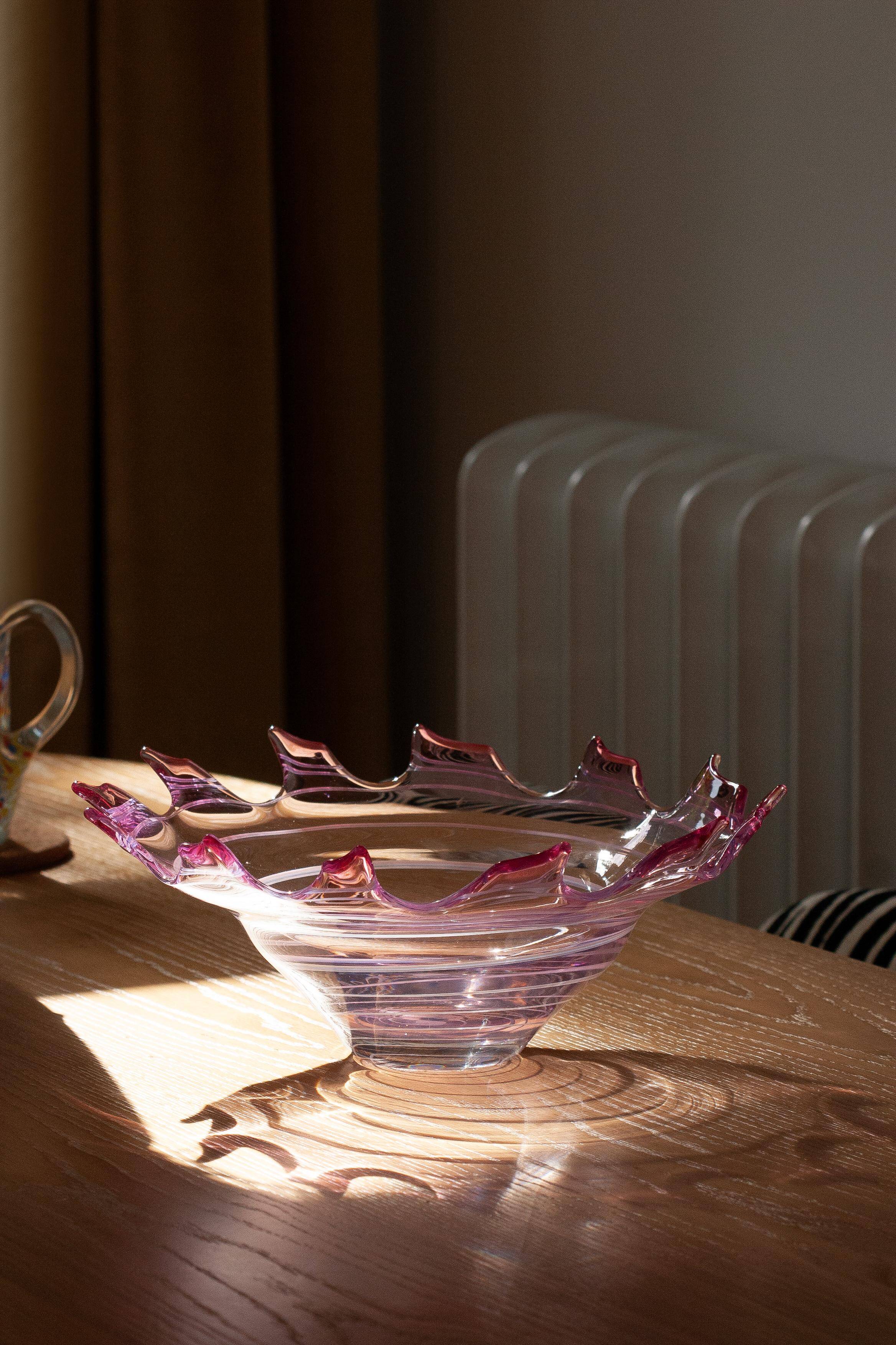 Vintage Rose Murano Mid-Century Decorative Bowl Plate, Italy, 1960s