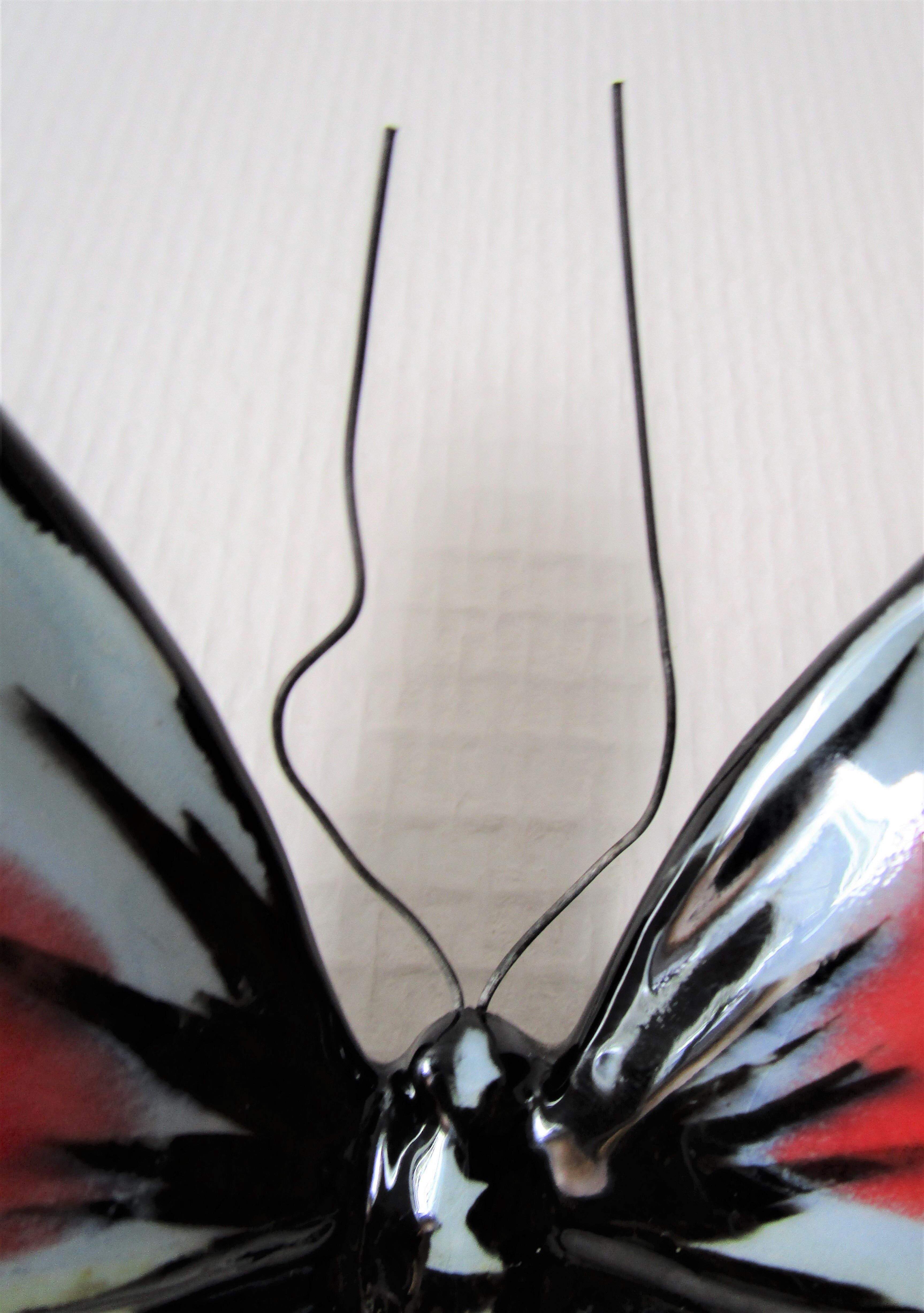 Papillon céramique émaillage polychrome Vallauris signé