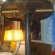 Bistro pedestal table in polished steel and walnut wood, circa 1950