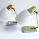 Pair of vintage table or bedside lamps, brass and glass, 50s 60s