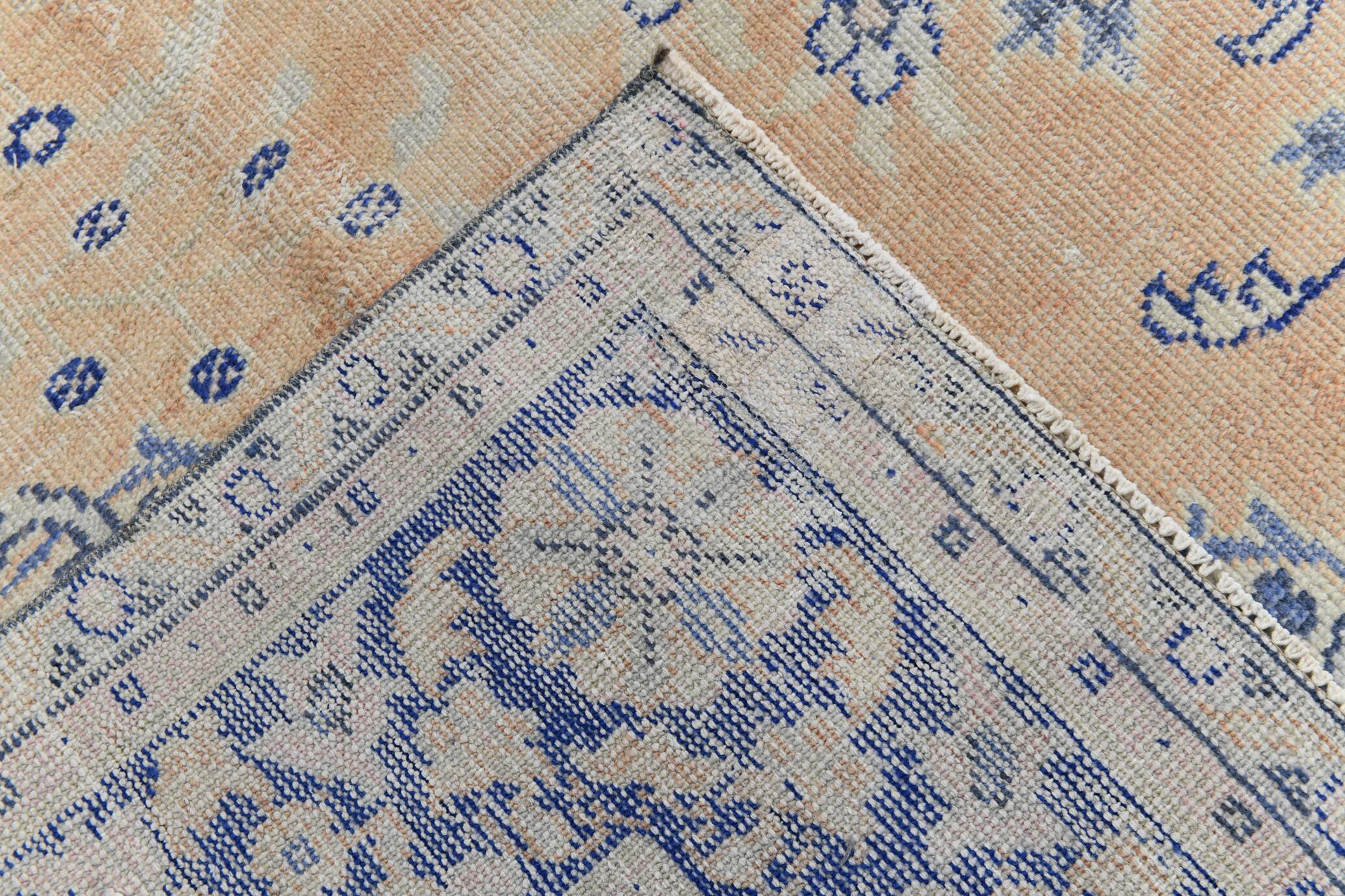 10x13 Blue & Light Orange Classic Antique Vintage Rug, 291x406Cm