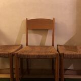 Chaises bois et corde vintage scandinave années 60