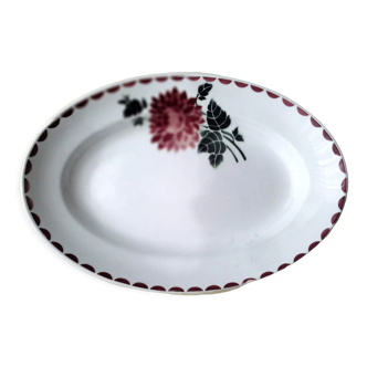 Plat ovale vintage demi creux en faience de Saint Amand