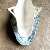 Saucière en terre de fer bleue et blanche