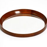 Beautiful round 1960s teak wall mirror by TH. POSS 'EFTF Copenhagen Denmark