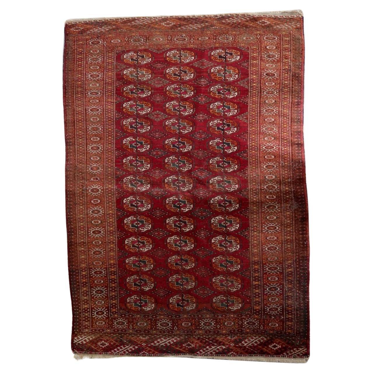 Authentic antique Turkmen Tekke rug 134cm x 183cm - Gul motifs (1C1197)