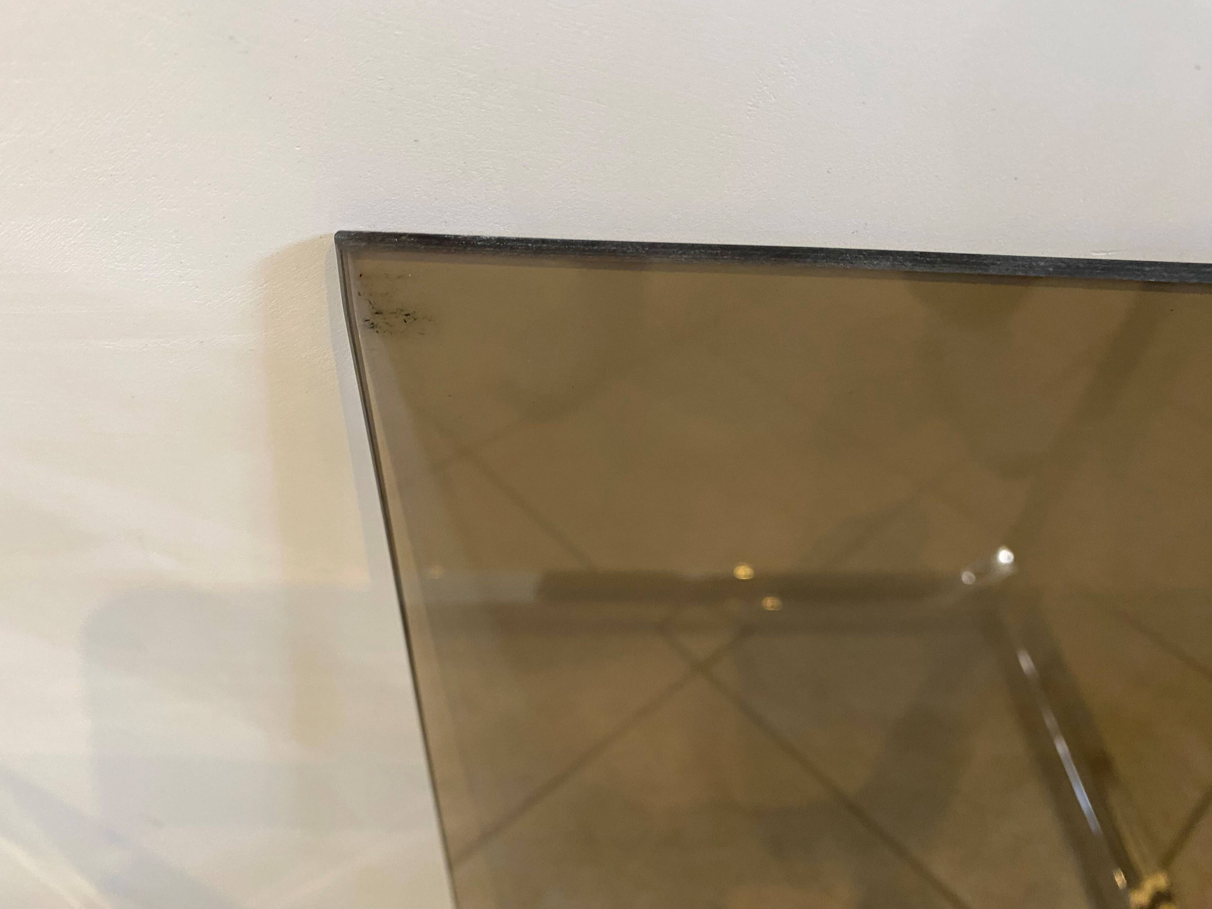 Square coffee table with smoked glass top and chrome base an70