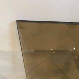 Square coffee table with smoked glass top and chrome base an70