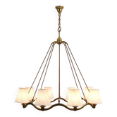 Grand lustre en laiton courbé de style moderniste viennois par Hugo Gorge, années 1940.