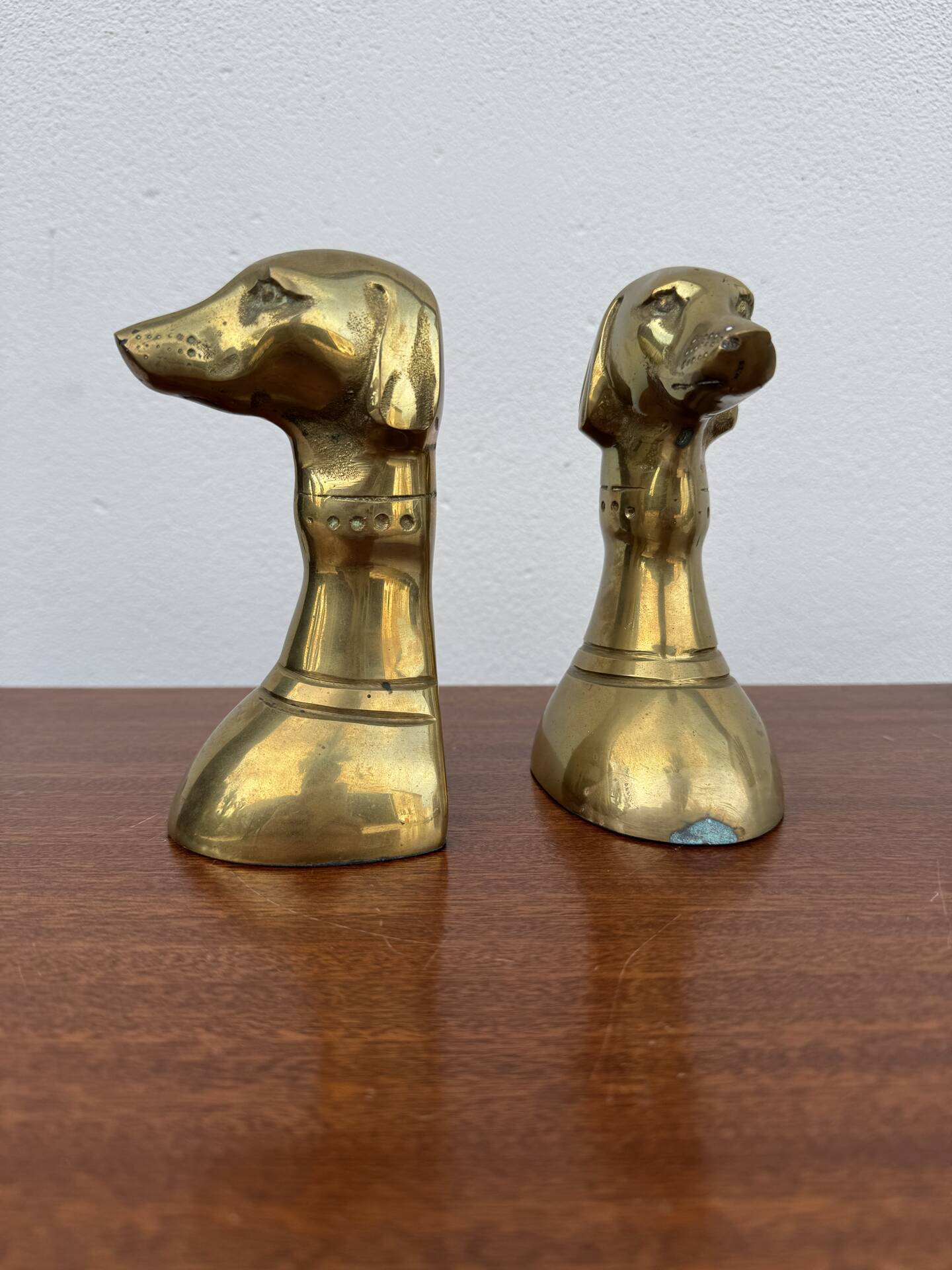 Dog bookends, solid brass, 1970s.