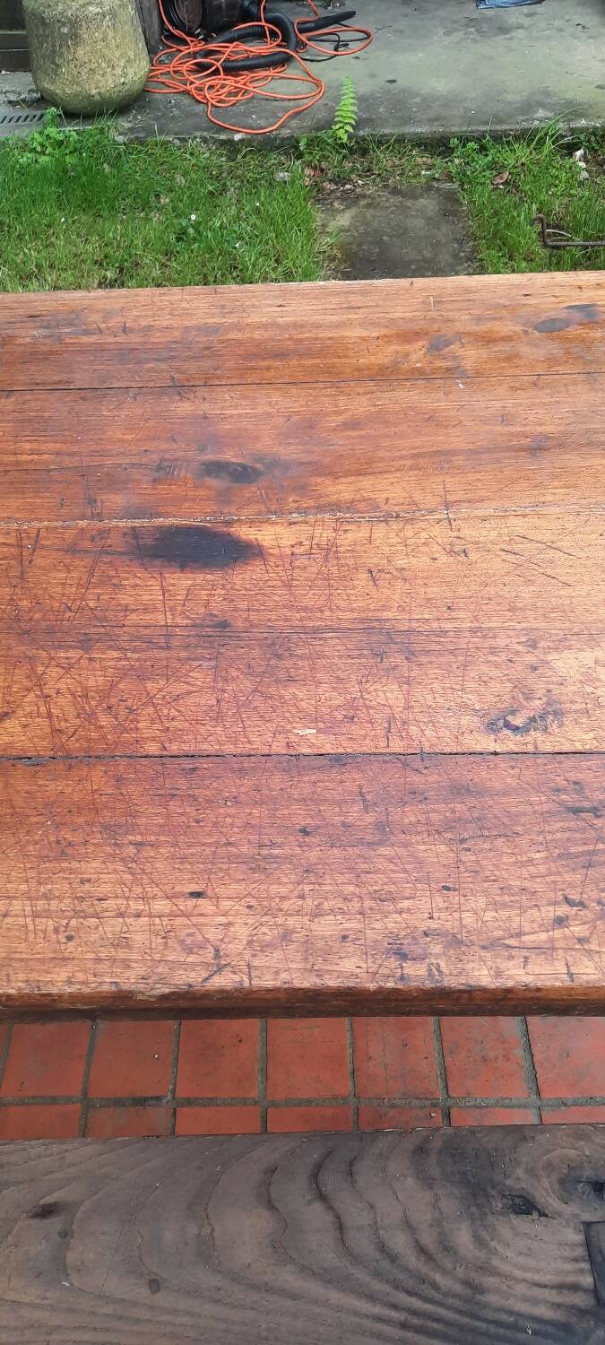 Farm table and pair of benches