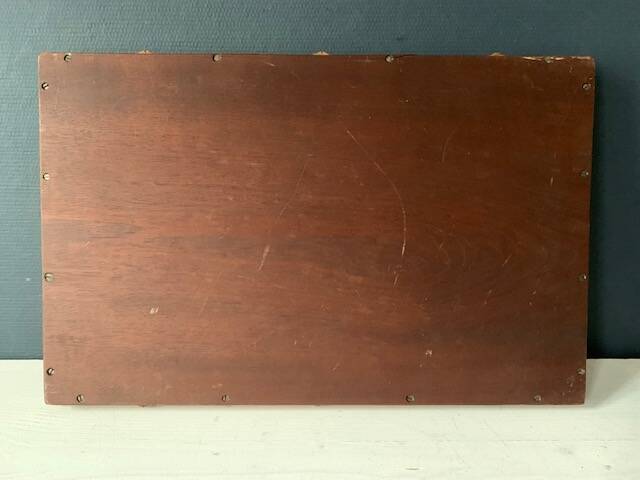 Old serving tray in faux bamboo and brass, 19th century