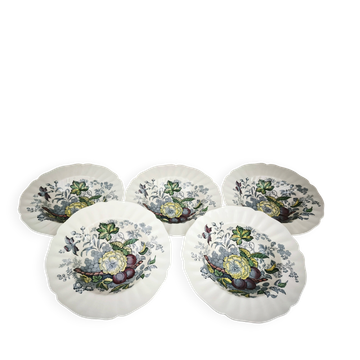 Set of 5 Royal Doulton deep plates in the Kirkwood pattern.