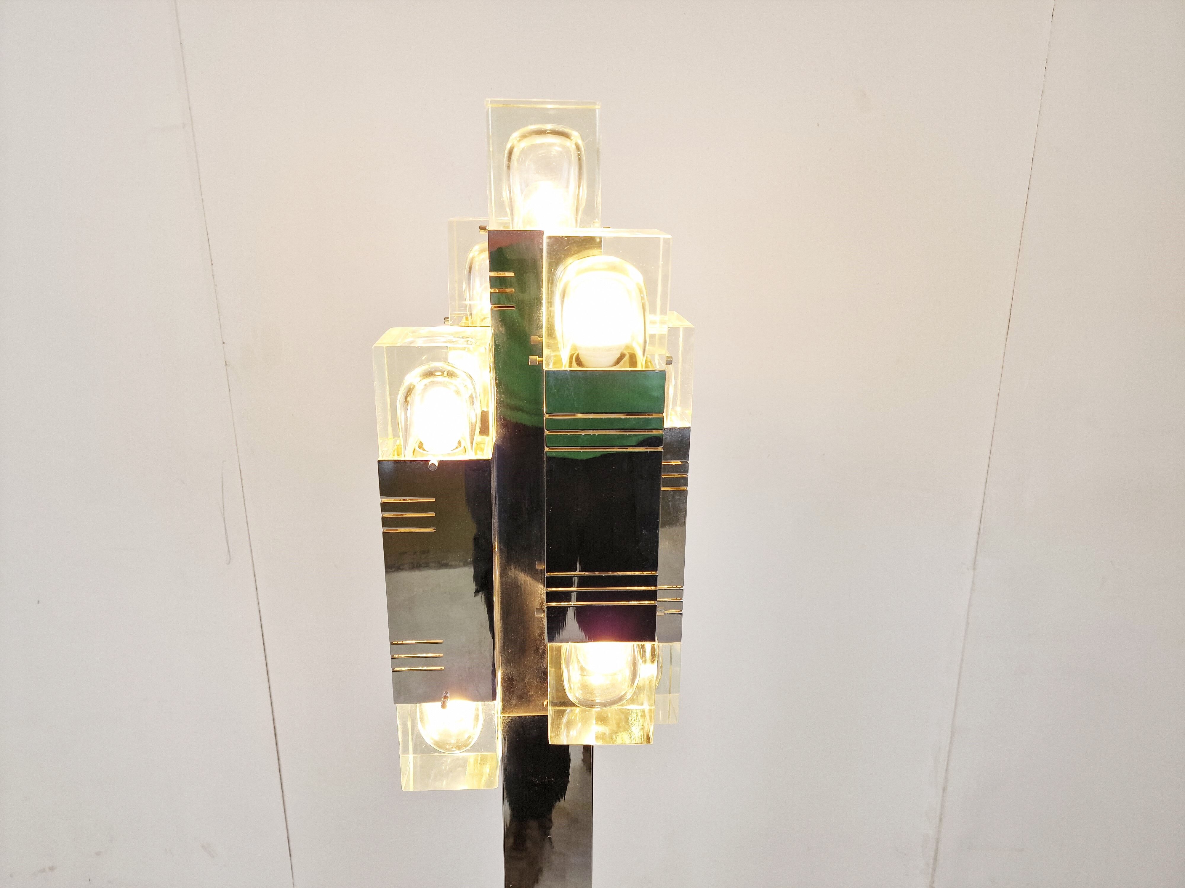 Vintage cubic floor lamp by Gaetano Sciolari, 1970s