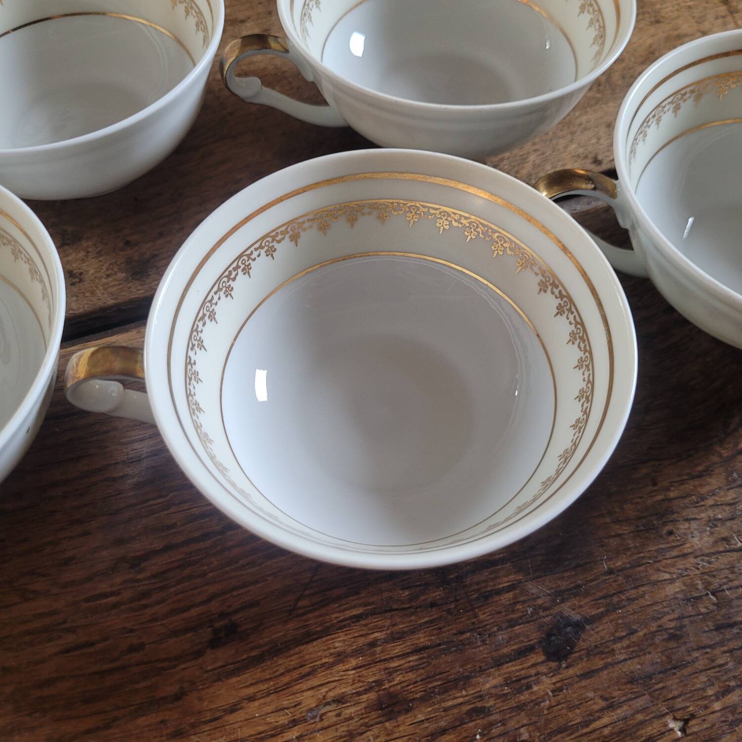 5 porcelain cups from Limoges – A. Lanternier & Cie – gold decoration