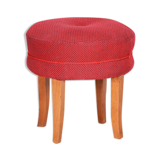 Red Mid Century stool made in 1950s Czechia