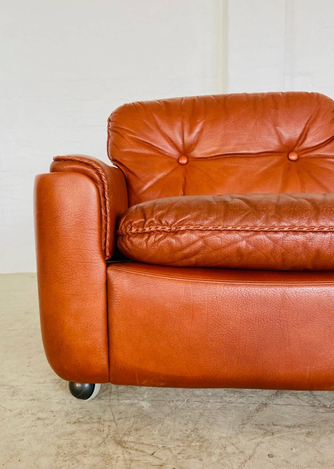 Canapé 2 places vintage danois en cuir cognac du milieu du siècle par Sigurd Resell