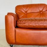 Canapé 2 places vintage danois en cuir cognac du milieu du siècle par Sigurd Resell