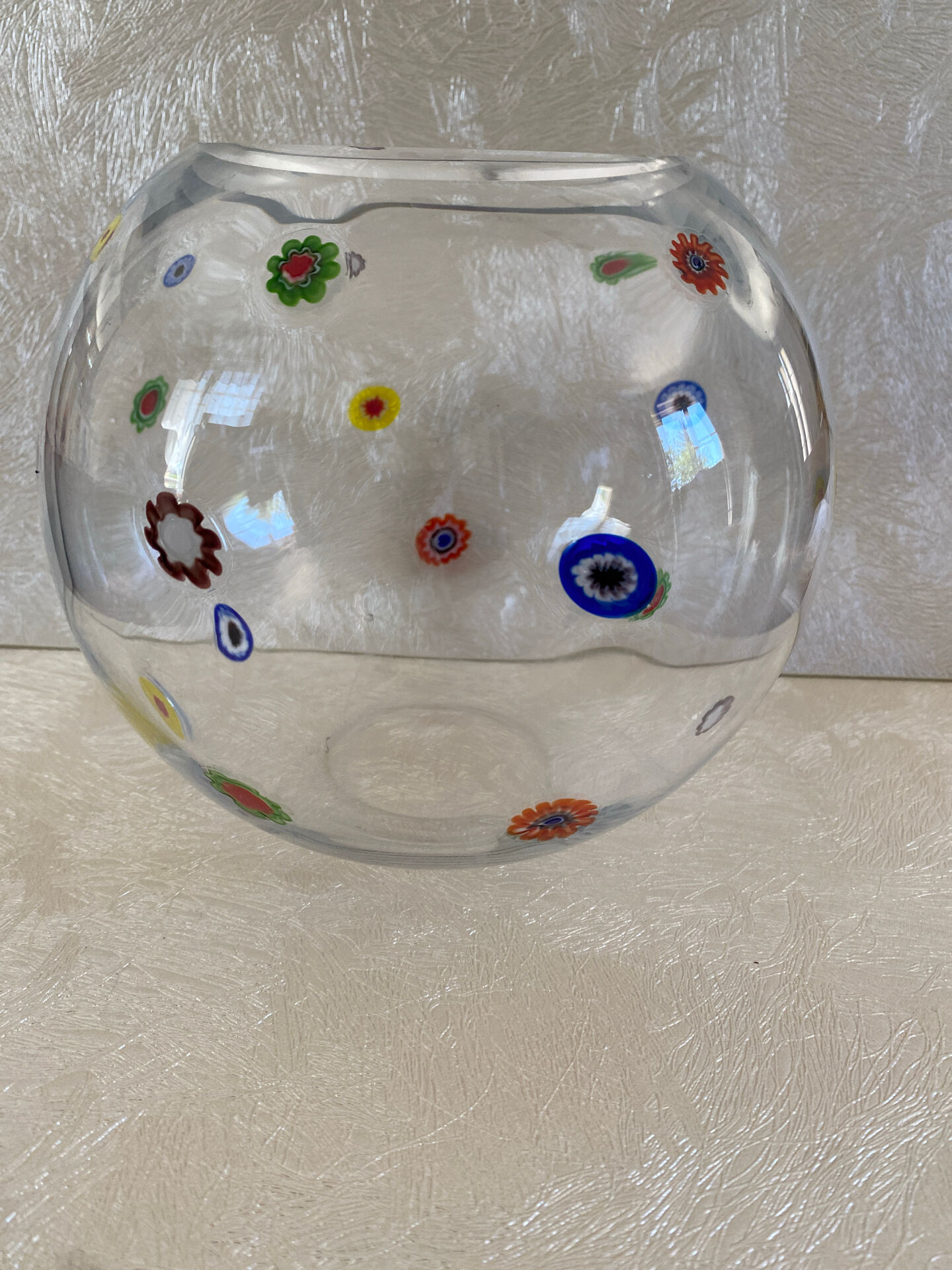 Art glass round vase, Millefiori technique (Murano style)