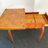 Game table Louis XV style, Napoleon III period (bronze fall and bronze belt, marqueteri